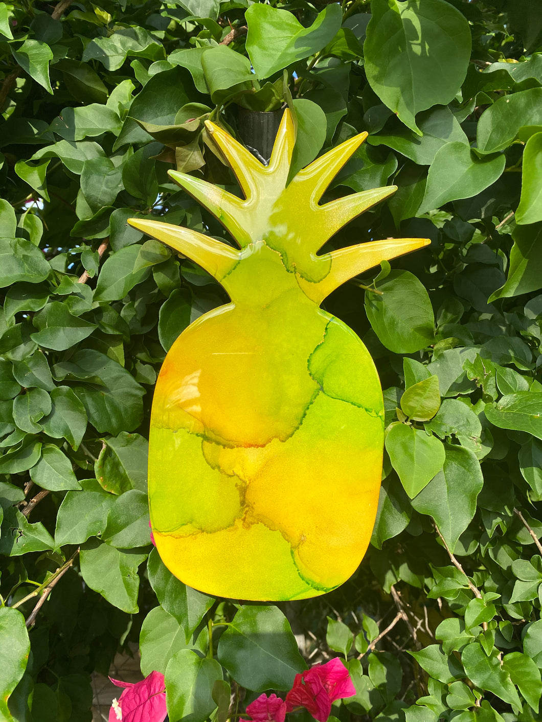 12 Inch Resin and Alcohol Ink Pineapple